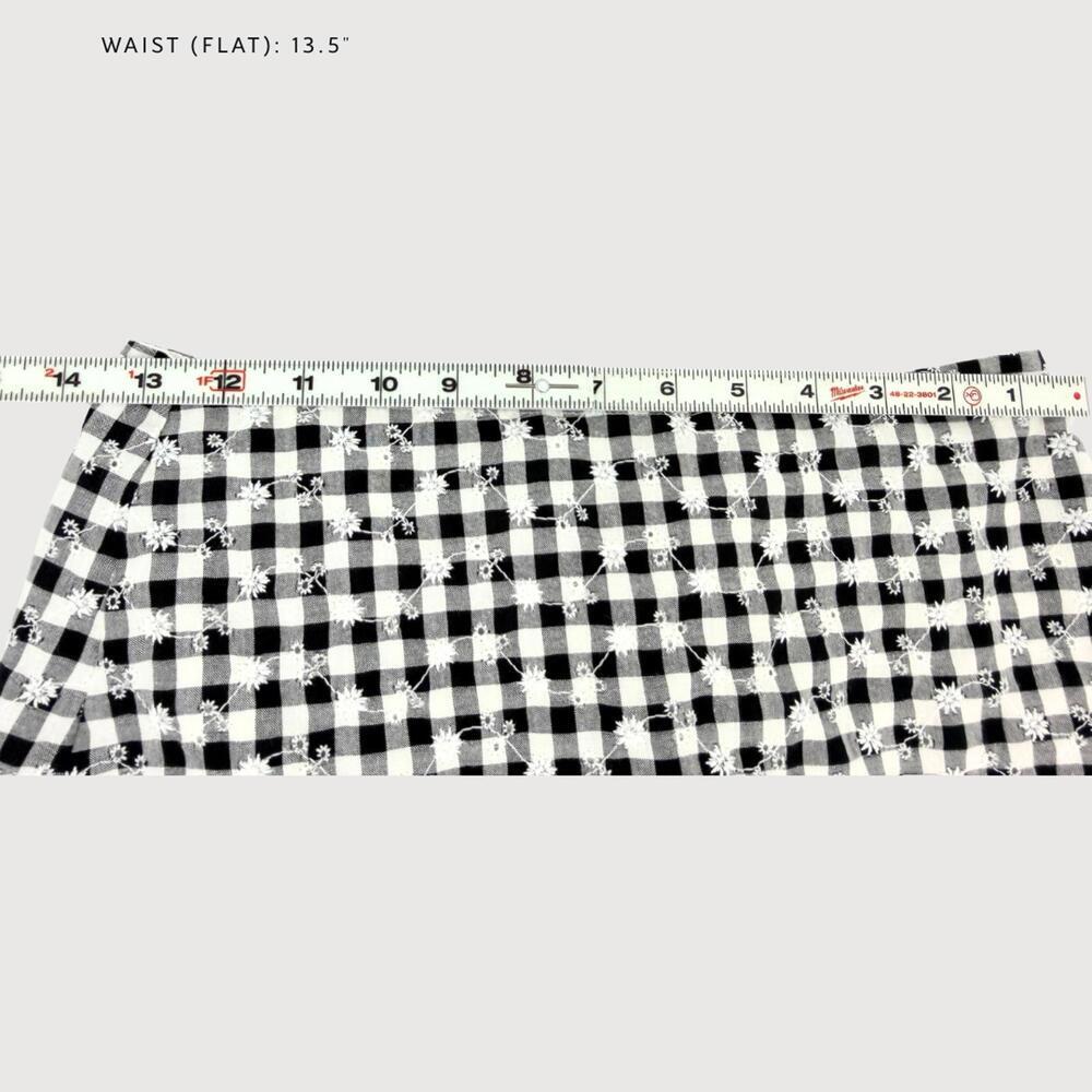 Le Lis Gingham Embroidered Mini Skirt Black White S - Picture 6 of 9